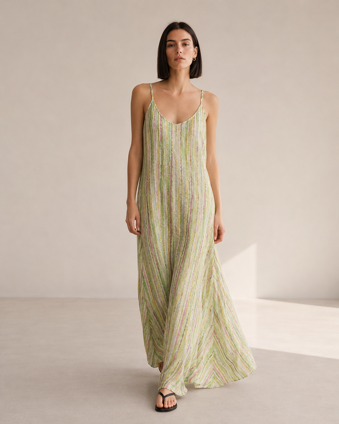 VESTIDO LARGO RAYAS MULTICOLOR