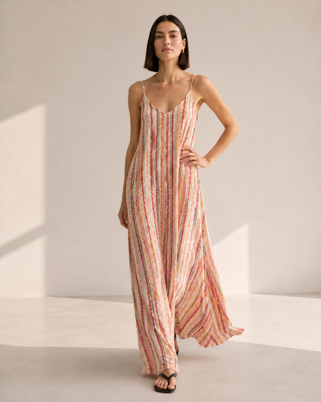 VESTIDO LARGO RAYAS MULTICOLOR