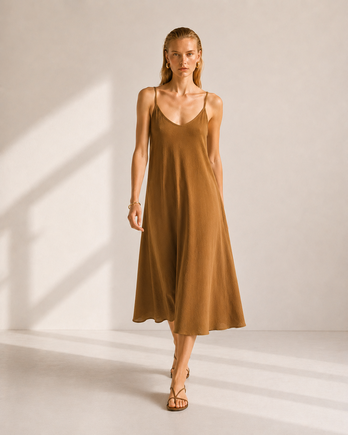 VESTIDO MIDI TIRANTES FLUIDO