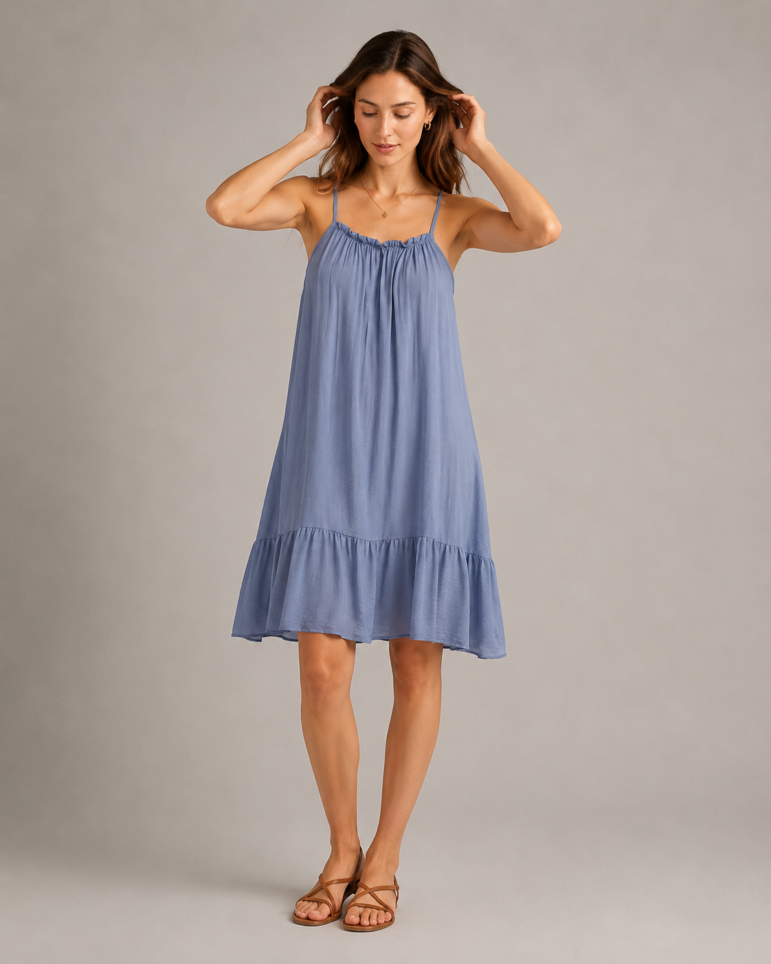 VESTIDO CORTO VOLANTE TIRANTES