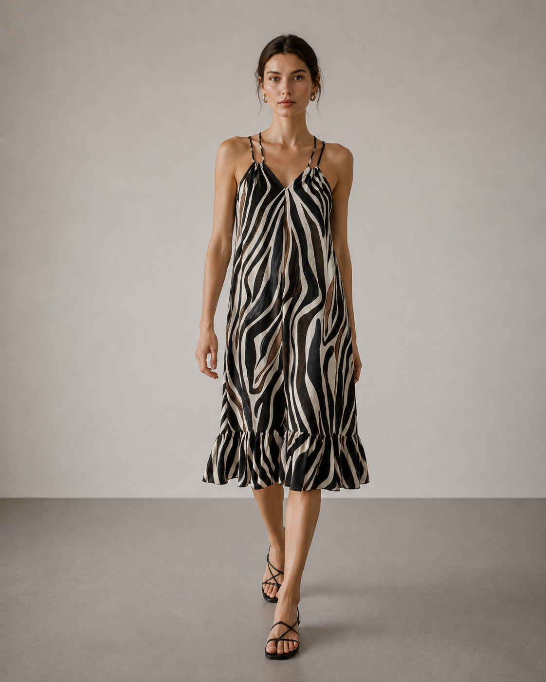 VESTIDO ESTAMPADO VOLANTE