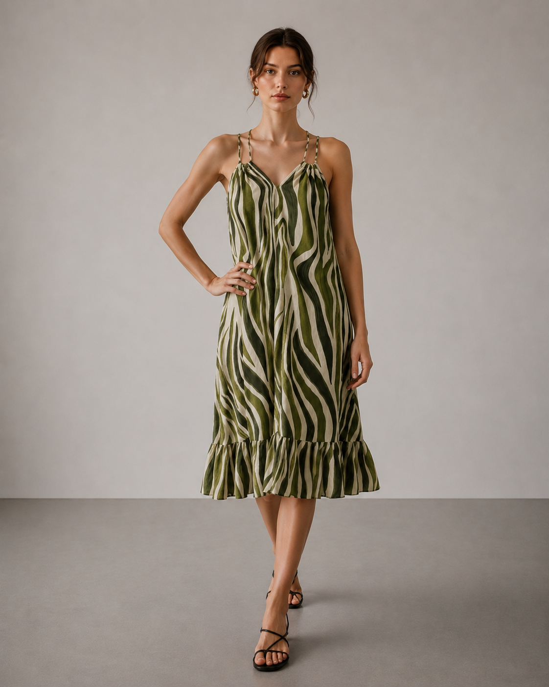VESTIDO ESTAMPADO VOLANTE