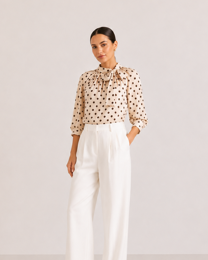 BLUSA LUNARES CON LAZO