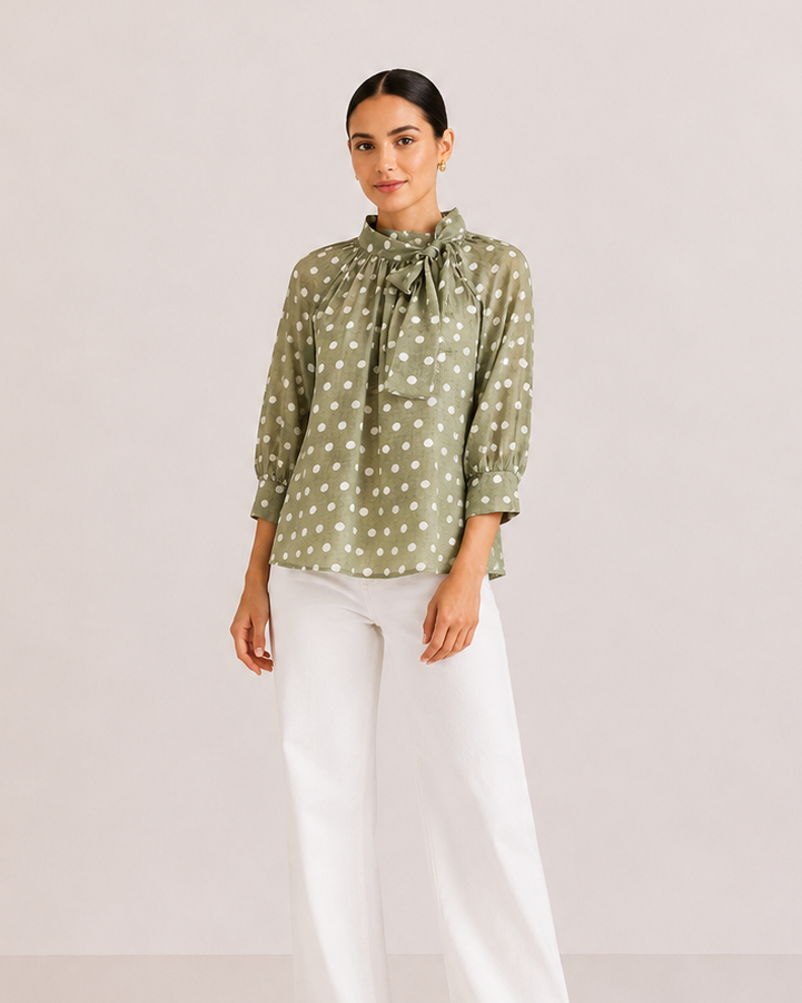 BLUSA LUNARES CON LAZO