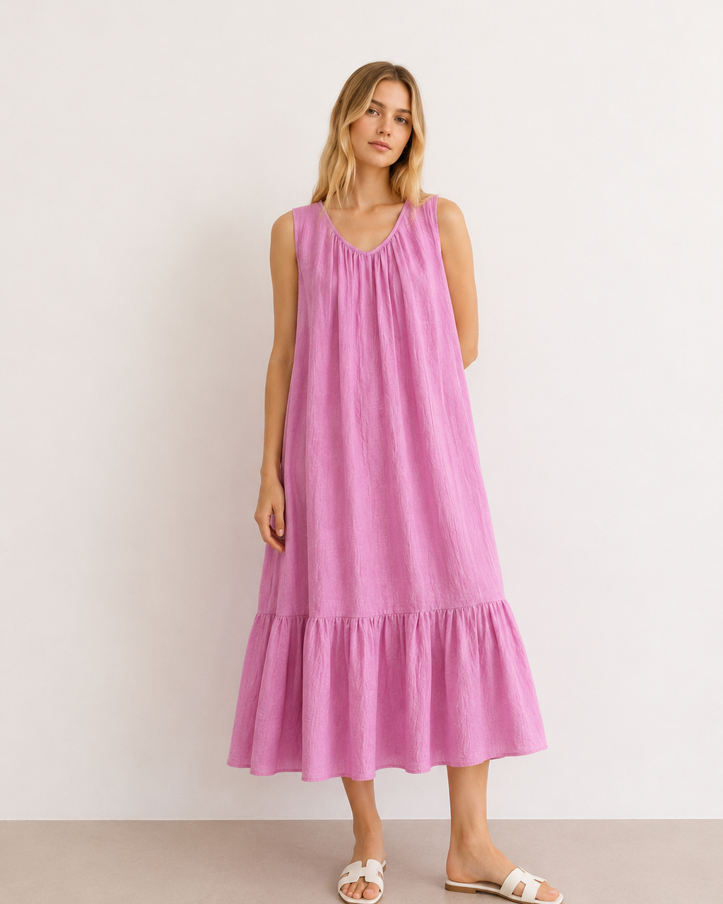 VESTIDO LARGO VOLANTE