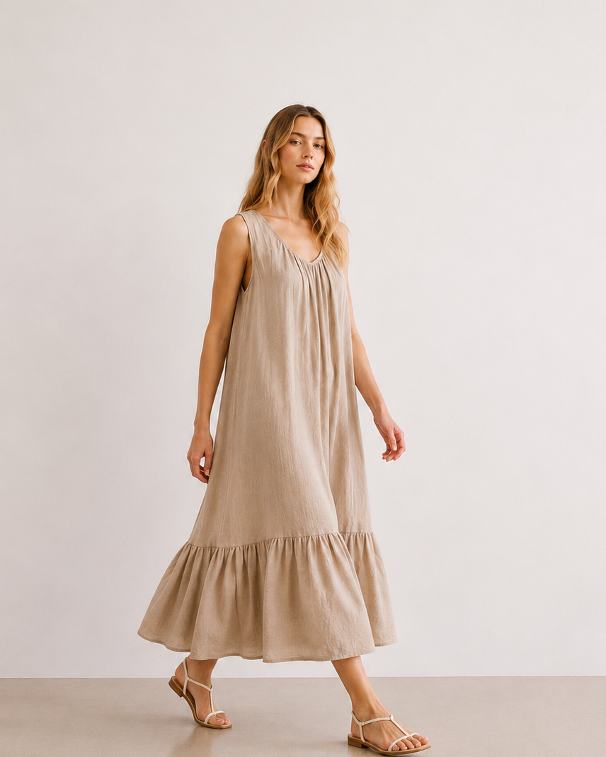 VESTIDO LARGO VOLANTE