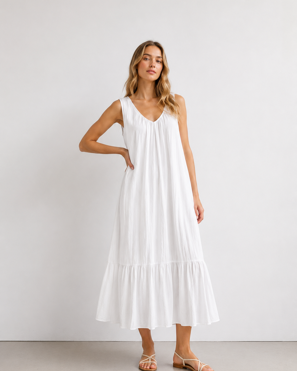 VESTIDO LARGO VOLANTE