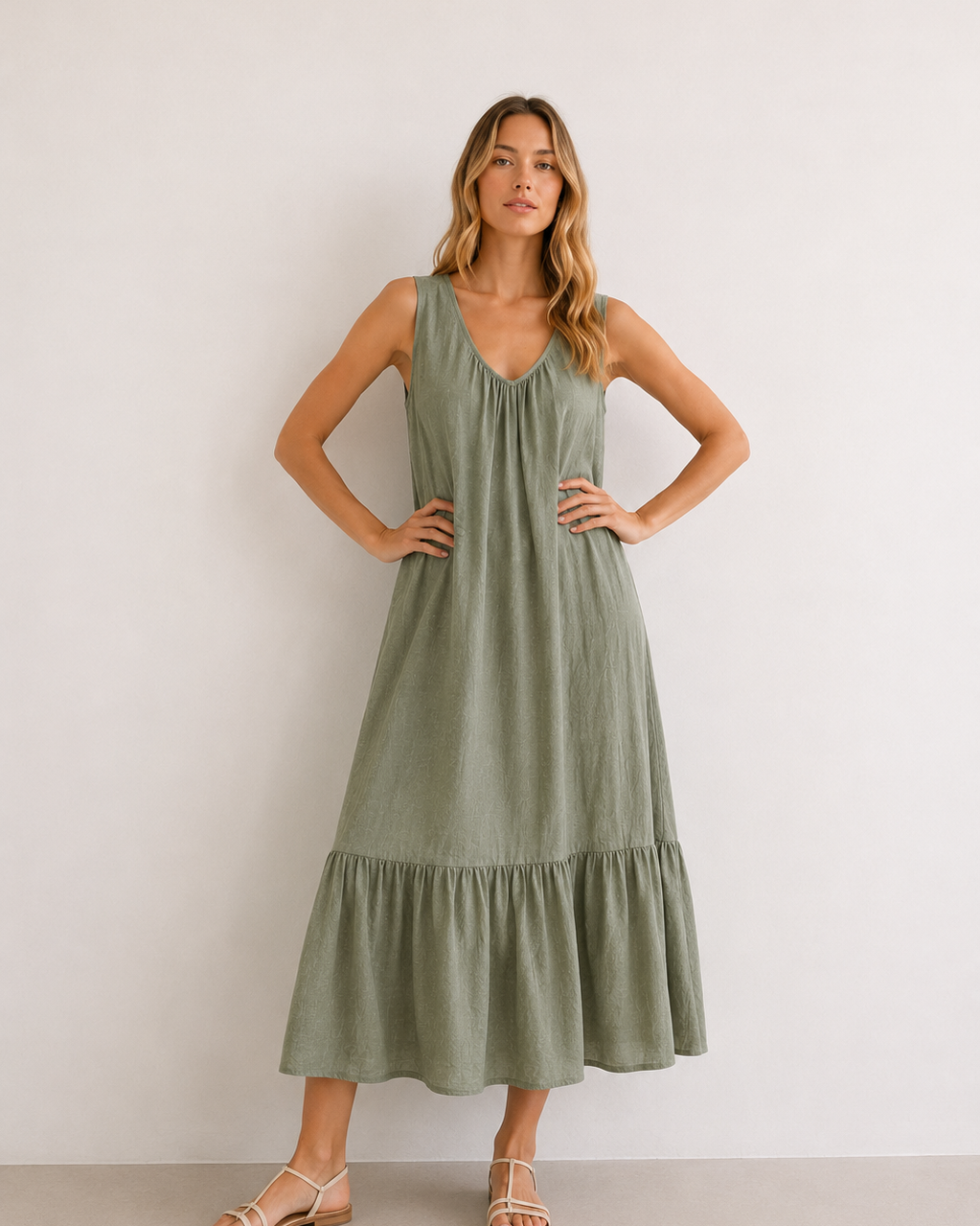 VESTIDO LARGO VOLANTE