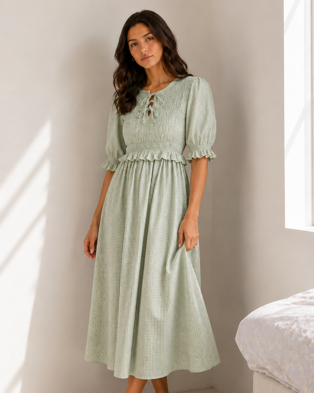 VESTIDO NIDO DE ABEJA VICHY