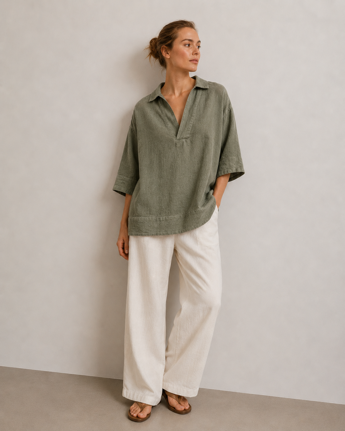 BLUSA CUELLO CAMISERO LINO
