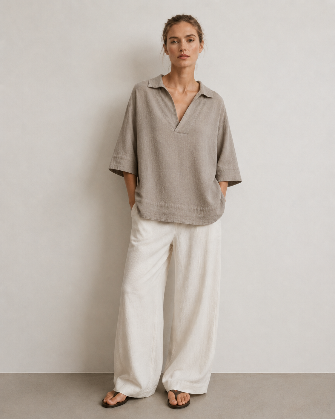 BLUSA CUELLO CAMISERO LINO