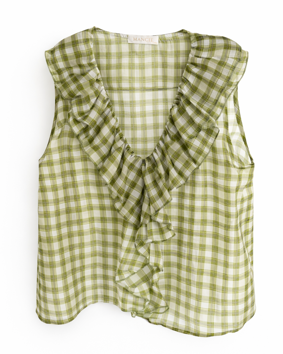 BLUSA VOLANTE ESTMPADO CUADROS