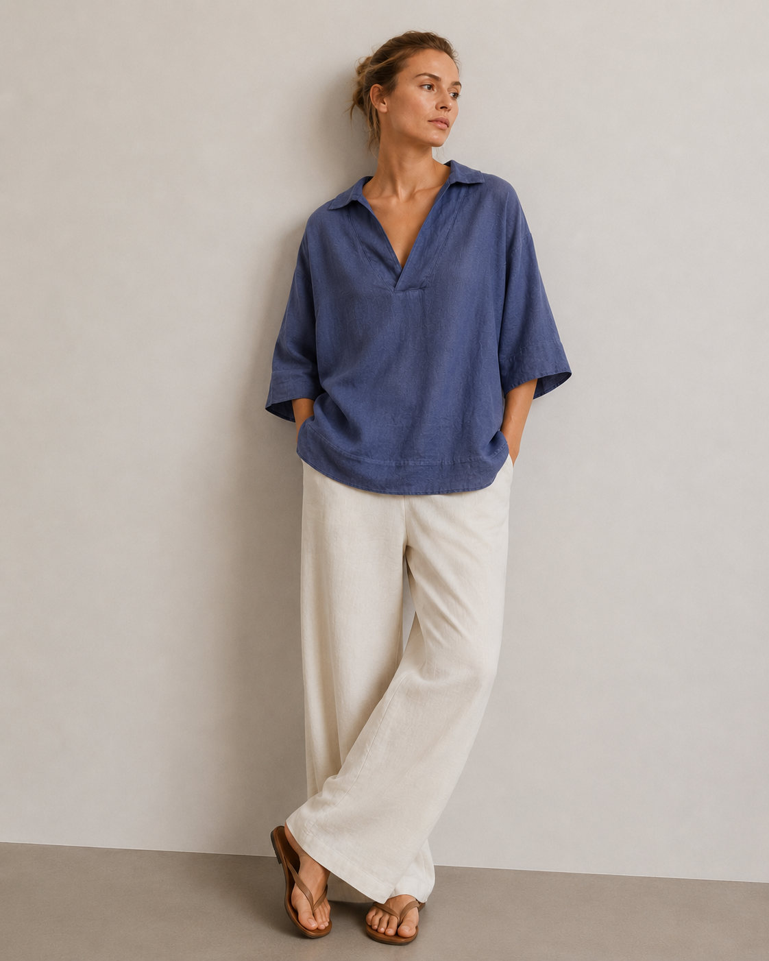 BLUSA CUELLO CAMISERO LINO