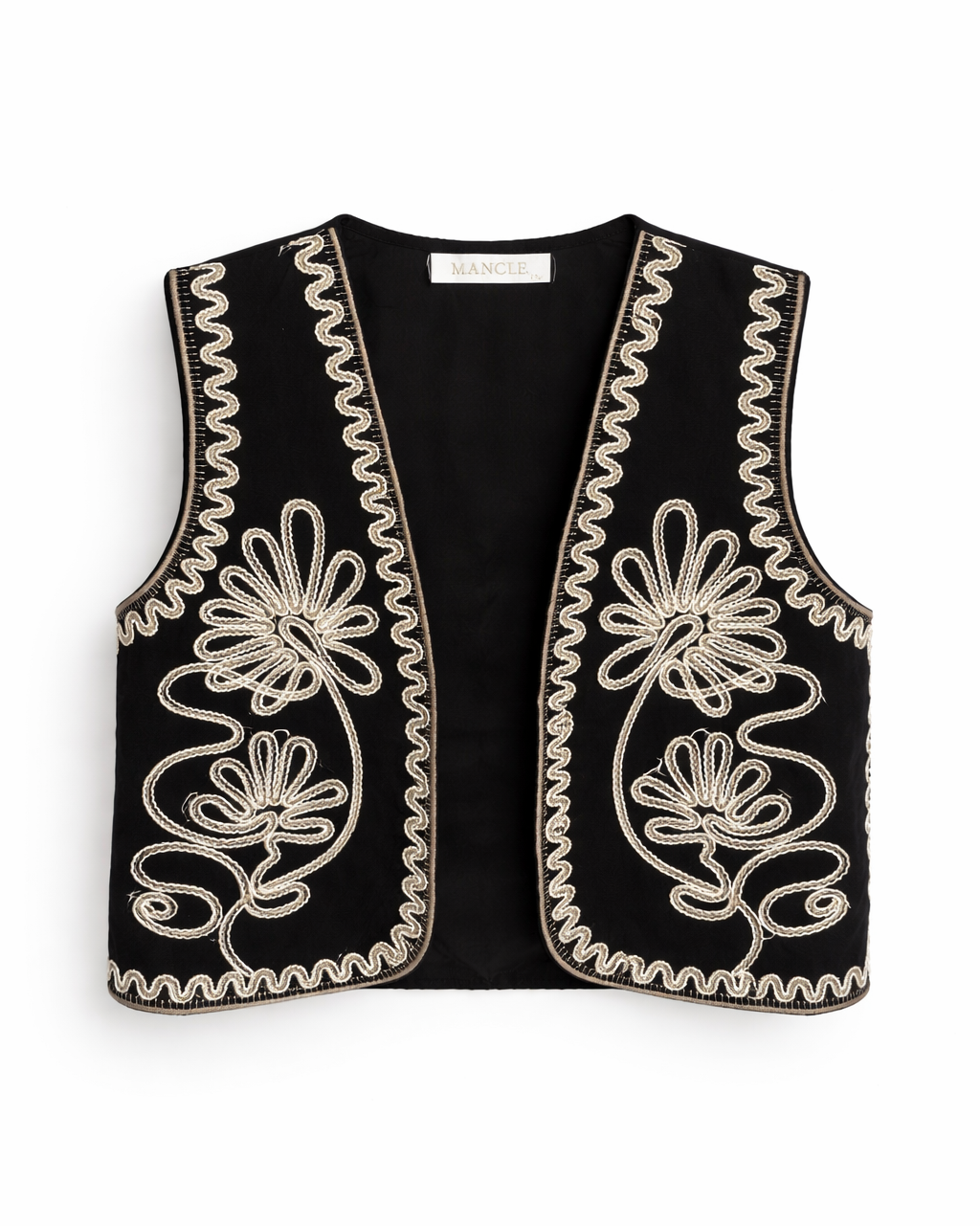 CHALECO NEGRO ESTAMPADO