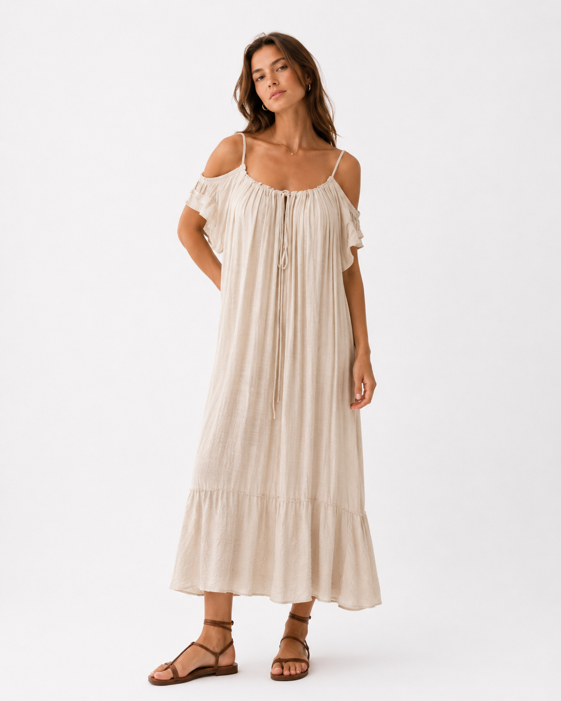 VESTIDO MIDI FLUIDO CUT OUT