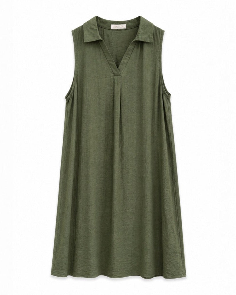 VESTIDO SIN MANGAS CUELLO CAMISERO