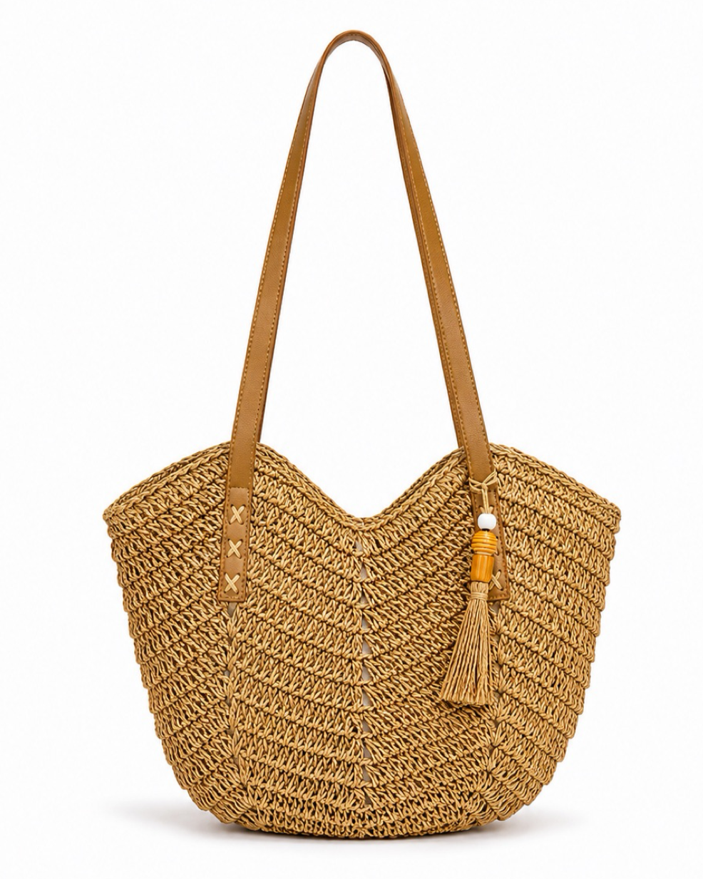 BOLSO SHOPPER RAFIA CON BORLA