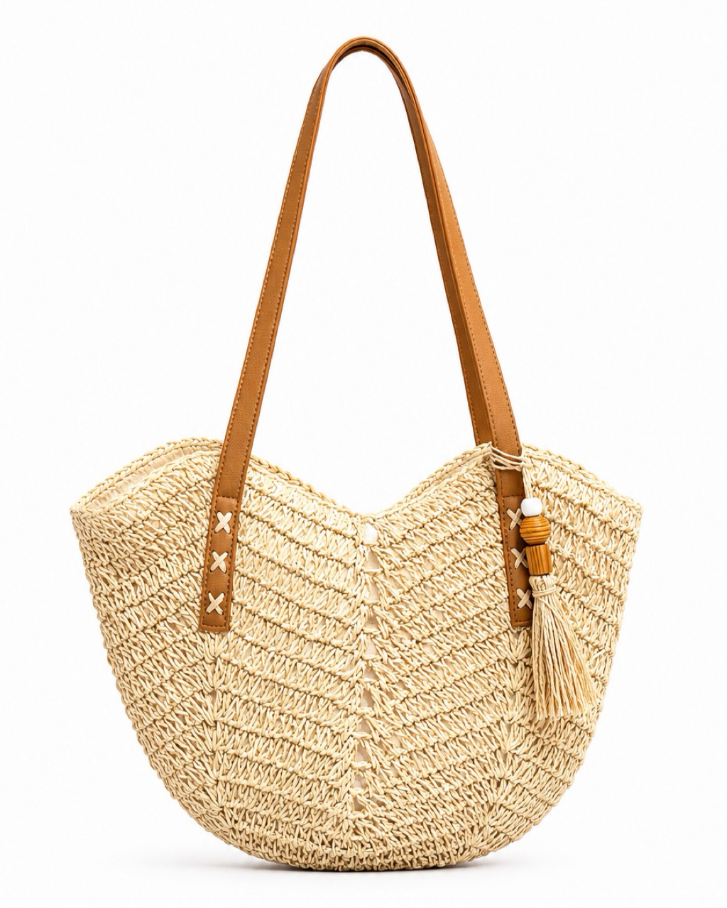 BOLSO SHOPPER RAFIA CON BORLA