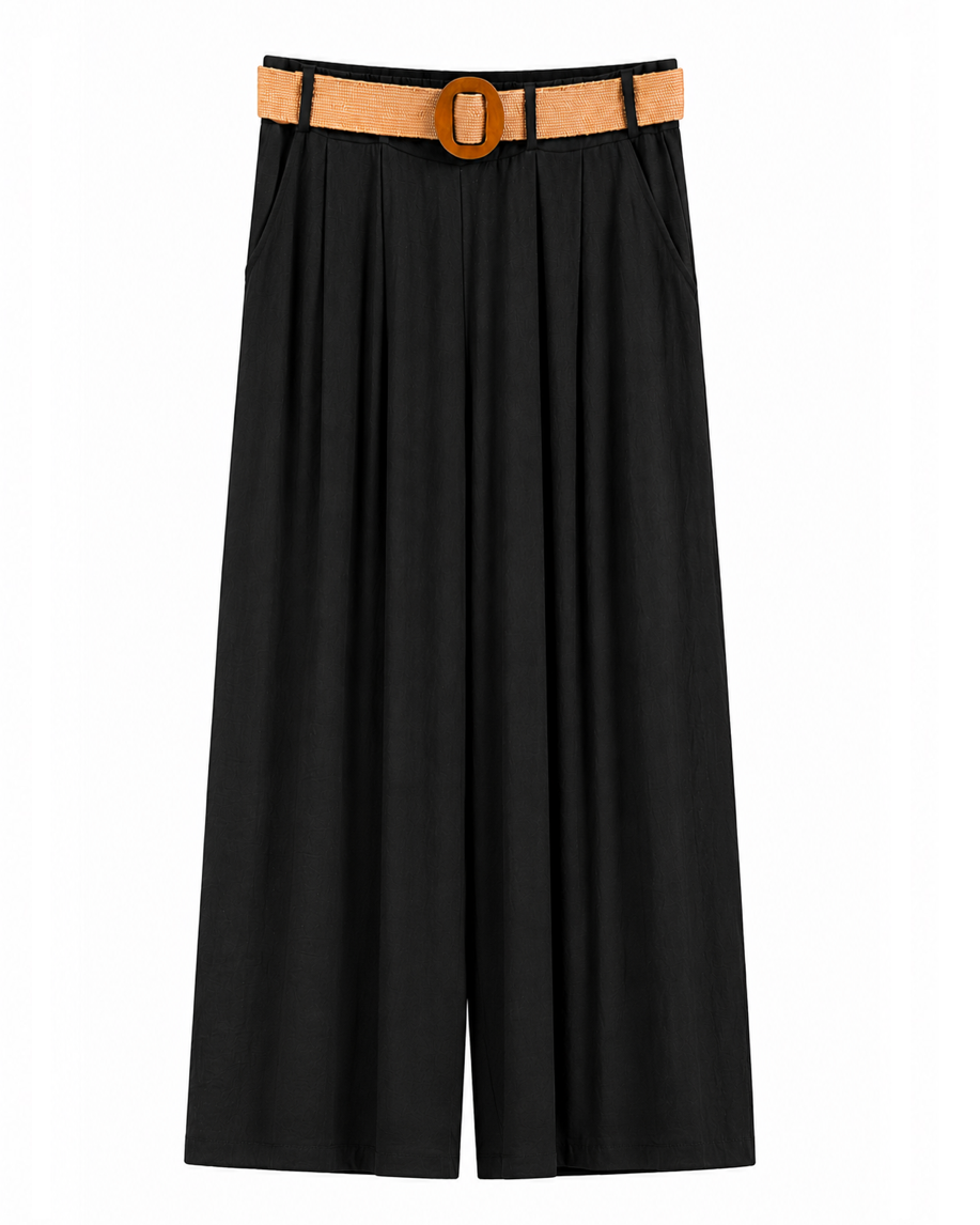 PANTALÓN CON CINTURÓN RAFIA