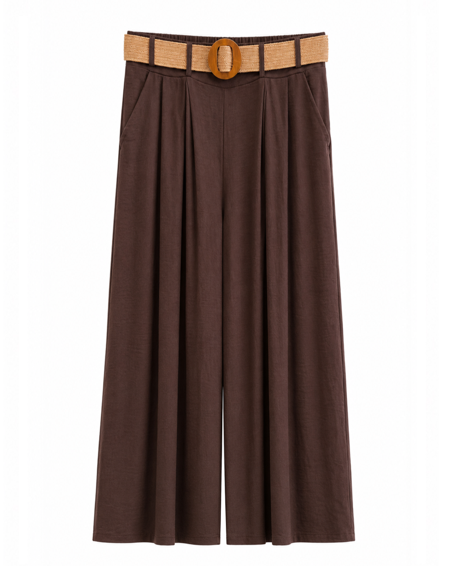 PANTALÓN CON CINTURÓN RAFIA