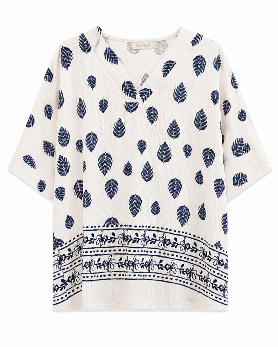 BLUSA CUELLO V ESTAMPADO