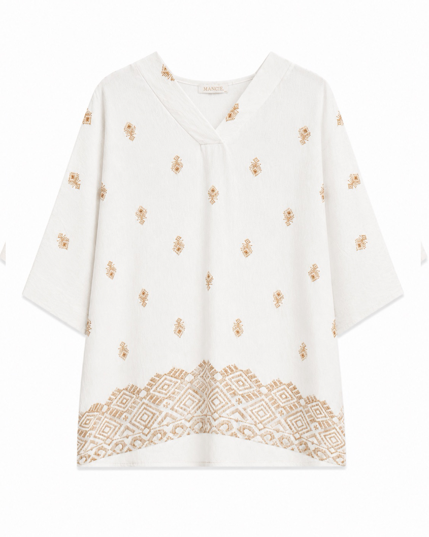 BLUSA CUELLO V ESTAMPADO