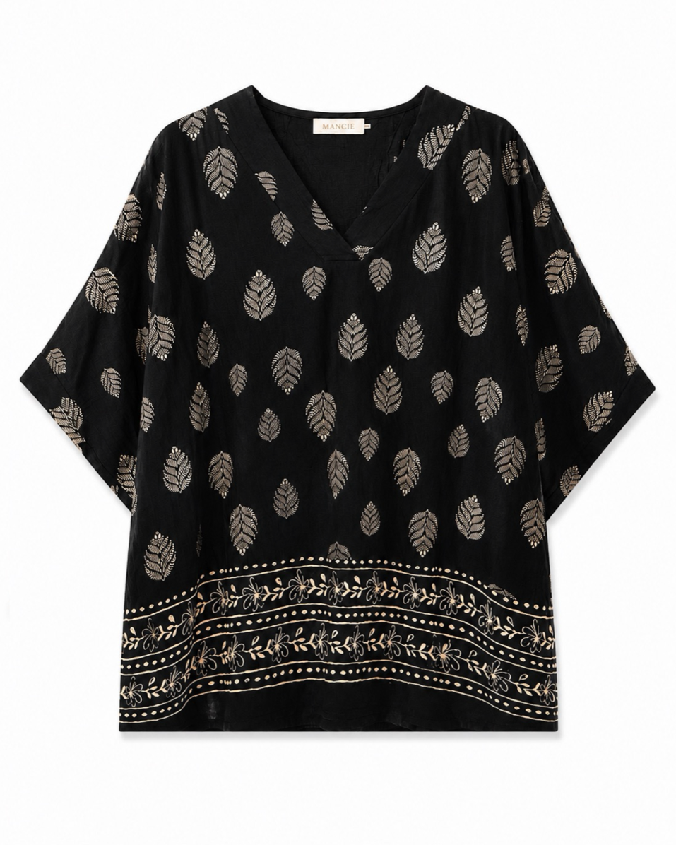 BLUSA CUELLO V ESTAMPADO
